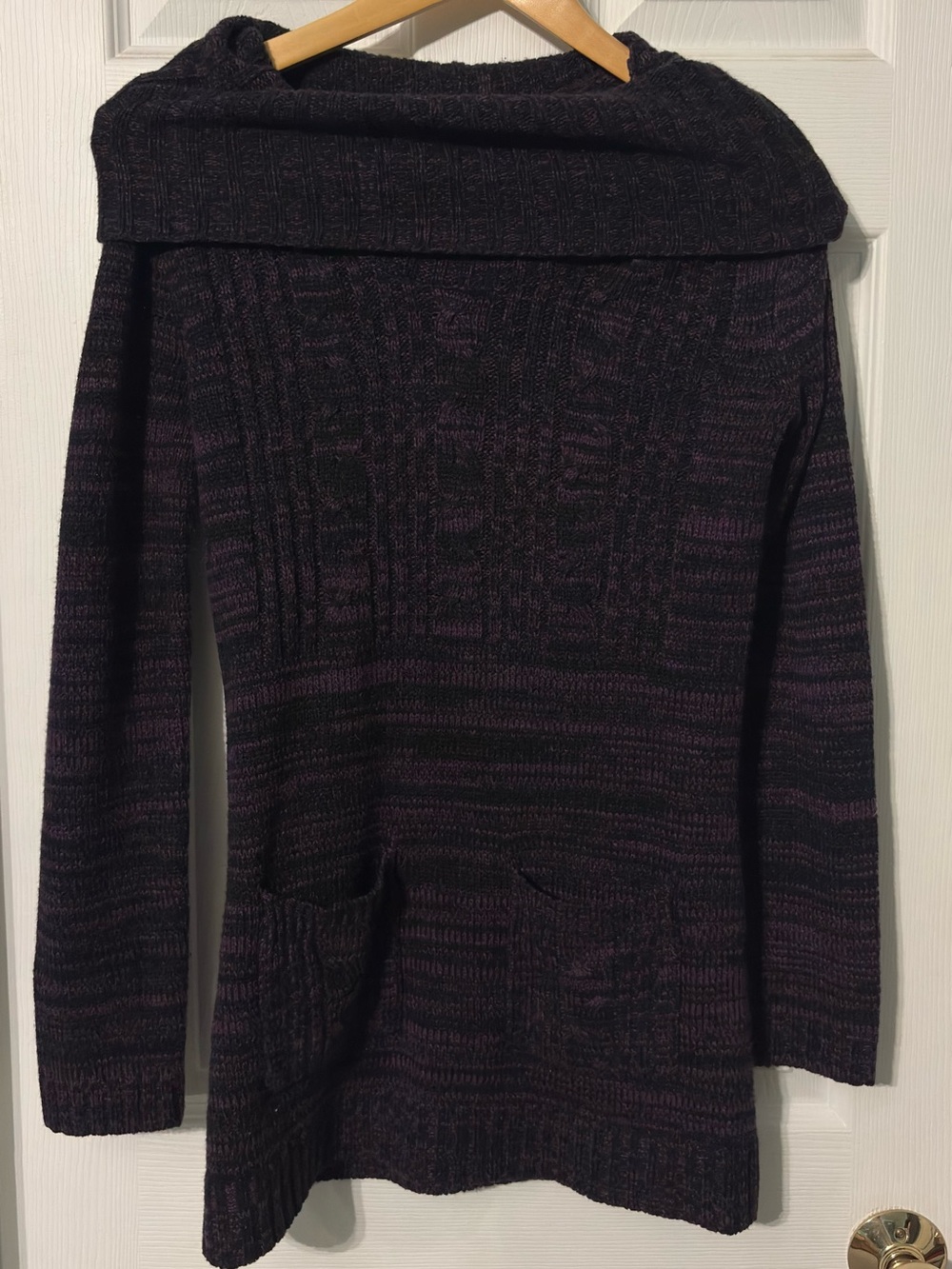 Falls Creek off-shoulder purple knit y2k mini sweater dress